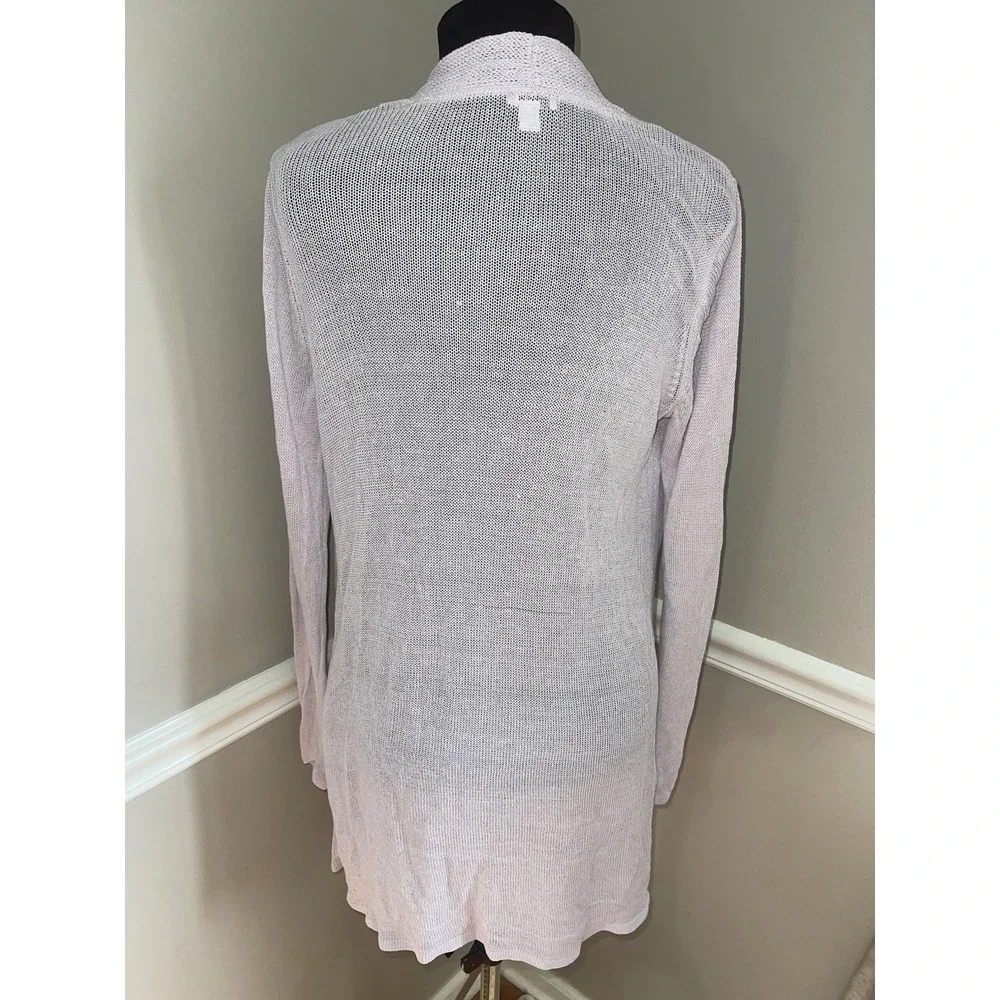 J Jill Open Cardigan Linen Blend Light Purple Sweater Small‎ Tall